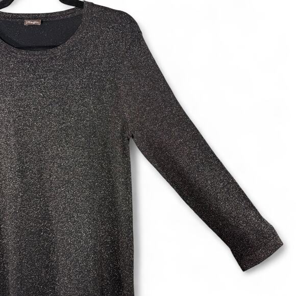 J. McLaughlin Black Metallic Knit Midi Dress Size Small Shimmer Minimalist Party - Picture 4 of 10